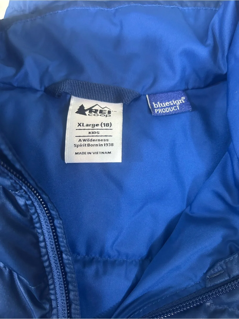REI Kids Royal Blue Lightweight Packable Puffer Jacket
